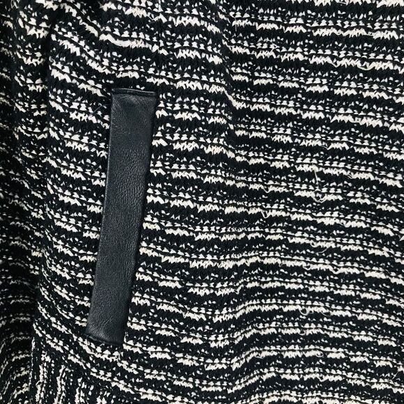 Tory Burch Tweed Moto Jacket Black Knit Zip Front Leather Trim Small Old Money - Picture 8 of 11